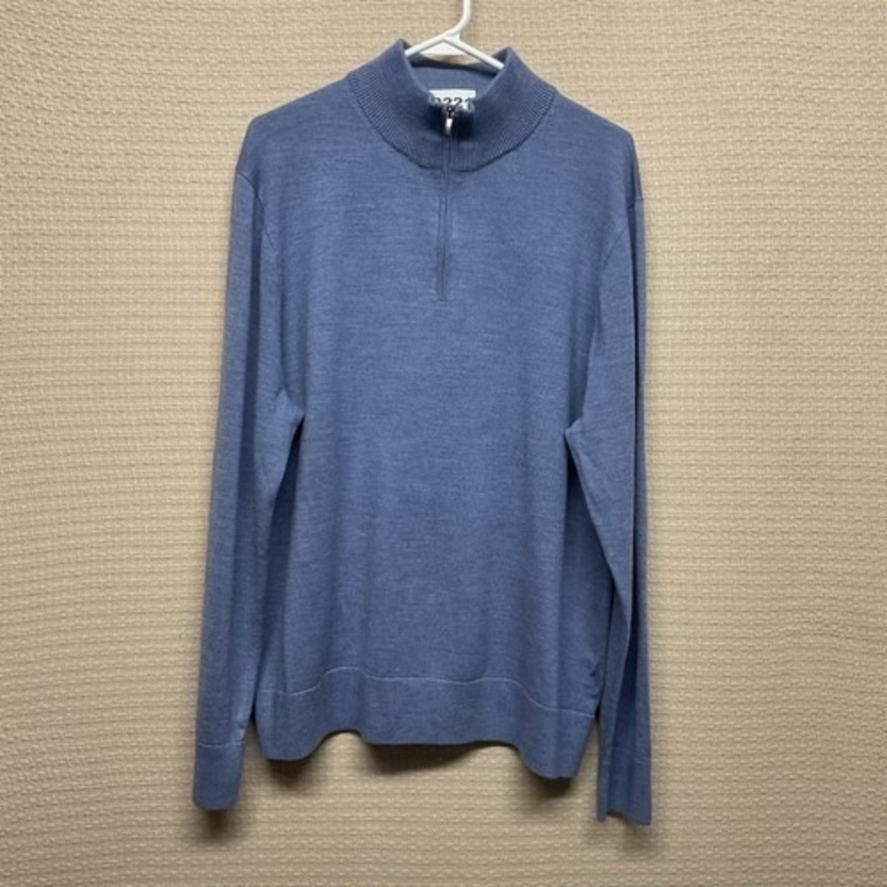 NWOT J. Crew Blue Knit 1/4 Zip MockNeck Sweater Pullover Men 2XL Cambodia
